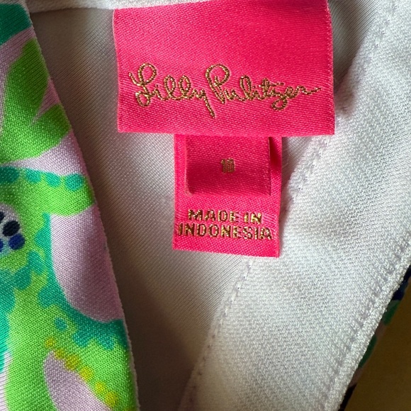 Lilly Pulitzer Girls Sleeveless White Ocean Themed Pastel Preppy Dress - 10 - Picture 2 of 7